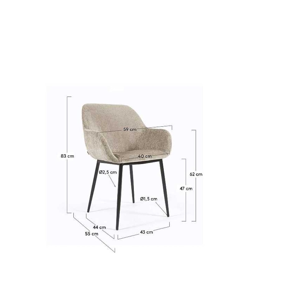 Sillas Kave Home | Silla Konna Chenilla Beige