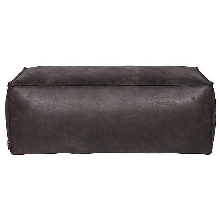 Sillas BePureHome | Puff Negro De Piel Rodeo