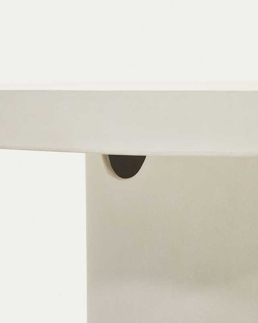 Muebles De Jard N Kave Home | Mesa Redonda Aiguablava De Cemento Blanco 90 Cm