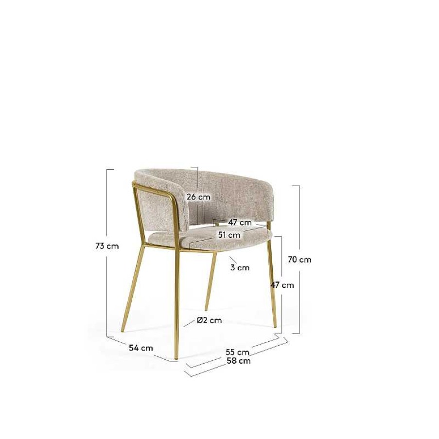 Sillas Kave Home | Silla Runnie Chenilla Beige