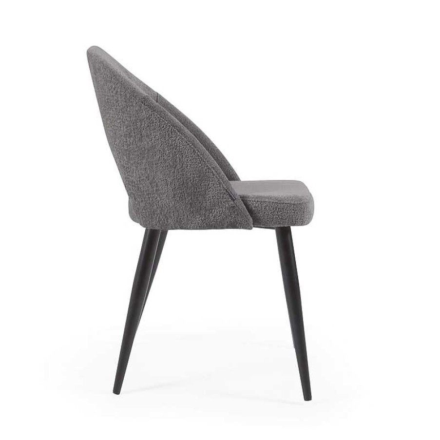 Sillas Kave Home | Silla Mael Chenilla Gris