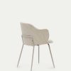 Sillas Kave Home | Silla Yunia De Pana Gruesa Beige Con Patas De Acero Con Acabado Pintado Beige